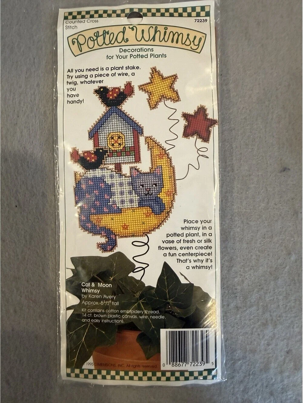 Vtg 1995 Dimensions Potted Whimsy Counted Cross Stitch Kits  Set Of 3 New